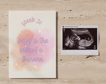 Pregnancy Milestone Cards | Weeks 4-40 Minimal Feminine Bump Photos (Printable PDF, Canva Template)