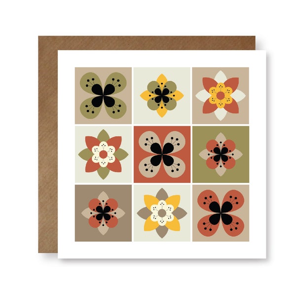 Tile Card, Retro Tiles, Victorian Tiles, Blank Card