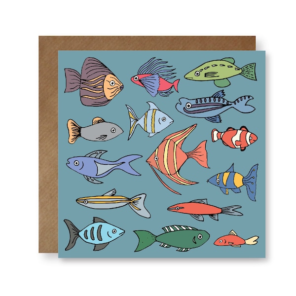 Fish Birthday Card, Tropical Fish Card, Fish Card