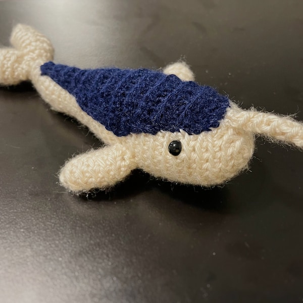 Crochet Amigurumi Narwhal – White and Navy Blue