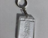 Laser engraved JOY DIVISION acrylic keychain. Unknown Pleasures