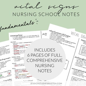 Pack de notes SIGNES VITAUX | Fondamentaux | Notes de l'école d'infirmières | Notes iPad numériques + Planification