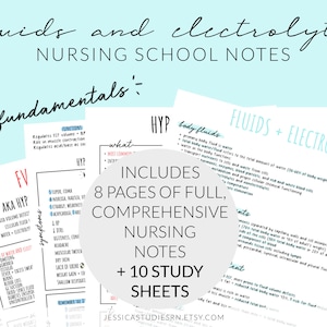 Note Pack FLUIDES + ÉLECTROLYTES | Principes de base | Notes sur l'école d'infirmières | Notes numériques pour iPad + Planning