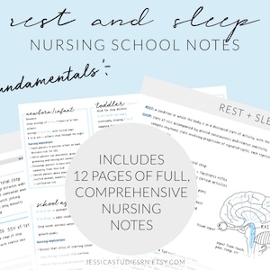Pack de notes REPOS + SOMMEIL | Fondamentaux | Notes de l'école d'infirmières | Notes iPad numériques + Planification