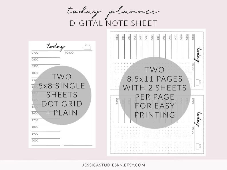 TODAY PLANNER 5x8 Digital Note Sheet Nursing School Planners Etsy