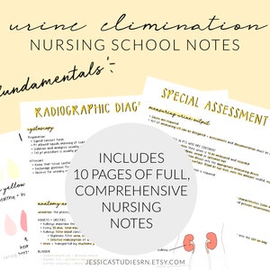 Bloc-notes ÉLIMINATION D'URINE | Fondamentaux | Notes d'école d'infirmières Guides d'étude | Notes iPad numériques + Planification