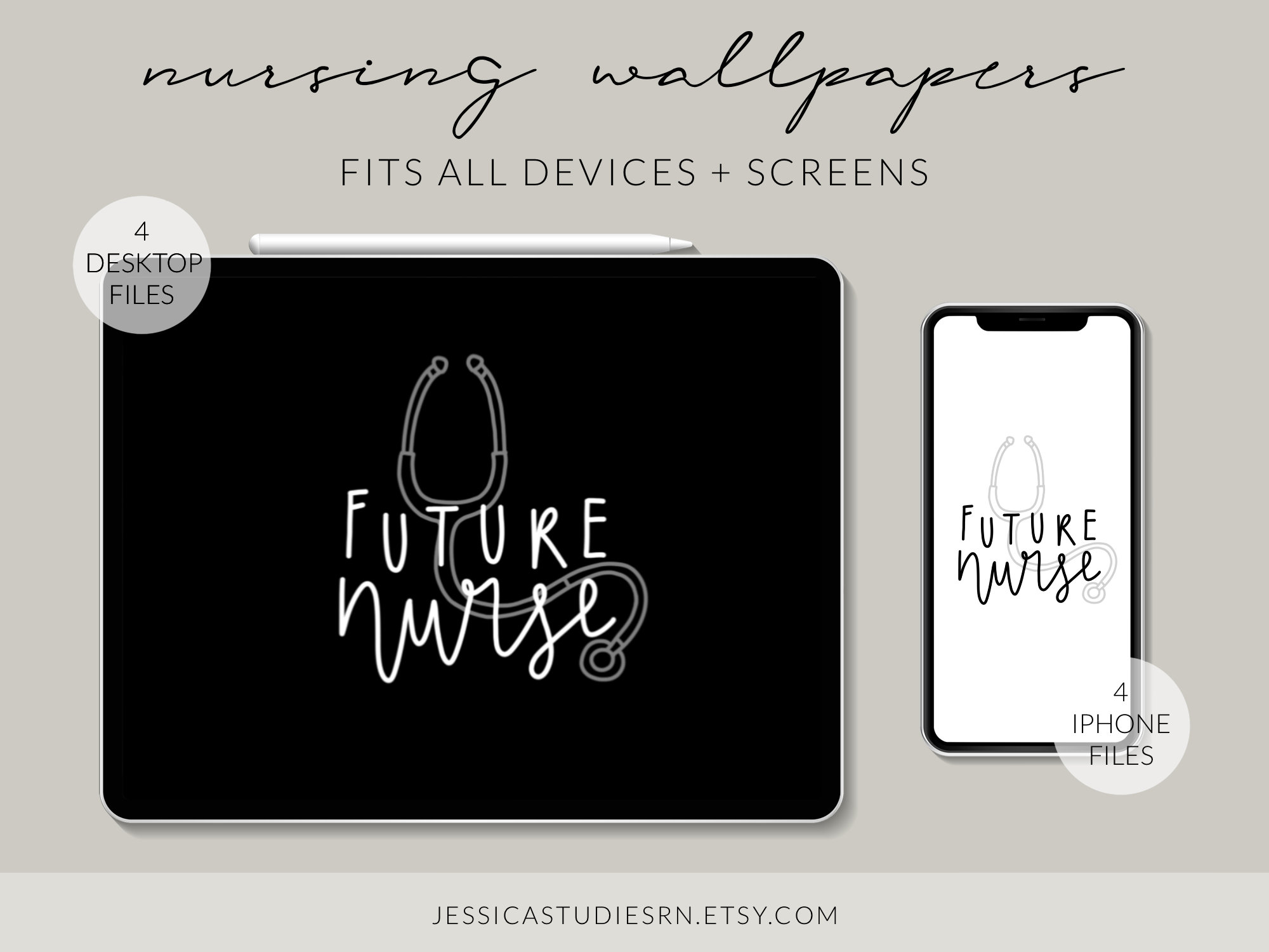 FUTURE NURSE Wallpaper Neutrals Desktop, Laptop iPhone Wallpapers