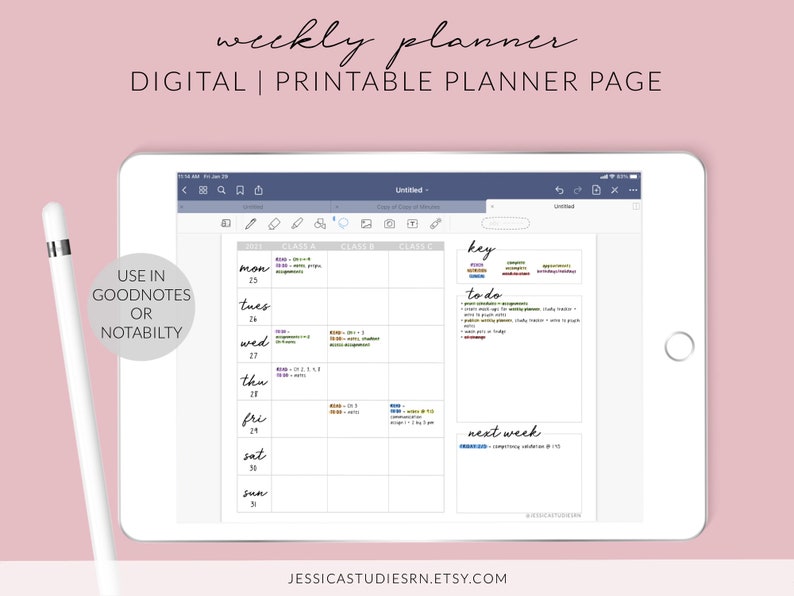 2021 WEEKLY PLANNER Planning Page Nursing School Planners Etsy