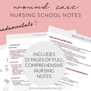 Pack de notes SOINS DES PLAIES | Principes de base | Notes sur l'école d'infirmières | Notes numériques pour iPad + Planning
