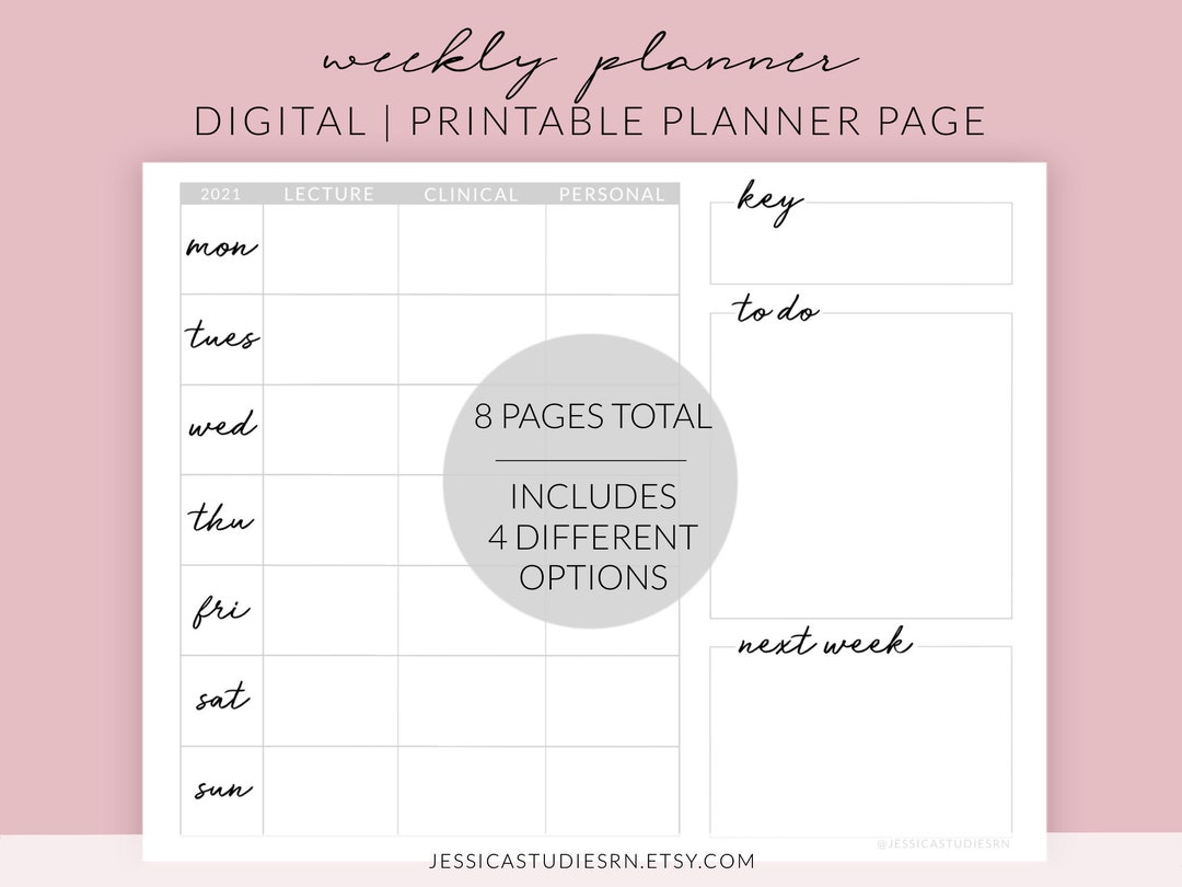 2021 WEEKLY PLANNER Planning Page Nursing School Planners Etsy
