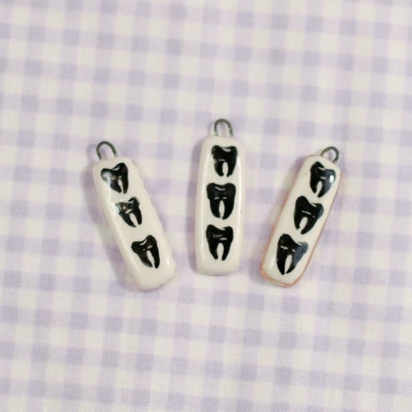 Long Ceramic Tooth Charm - Black Tooth Charm