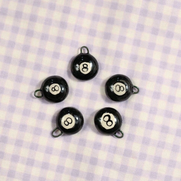 Mini Ceramic Eight Ball Charm