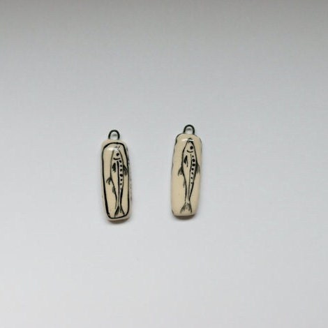 Artisan Boho Earring Charms of Ceramic, Drop Long Earring Findings, 2 Pcs  Ceramic Pendants to Make Necklace, Porcelain Dangle Beads 