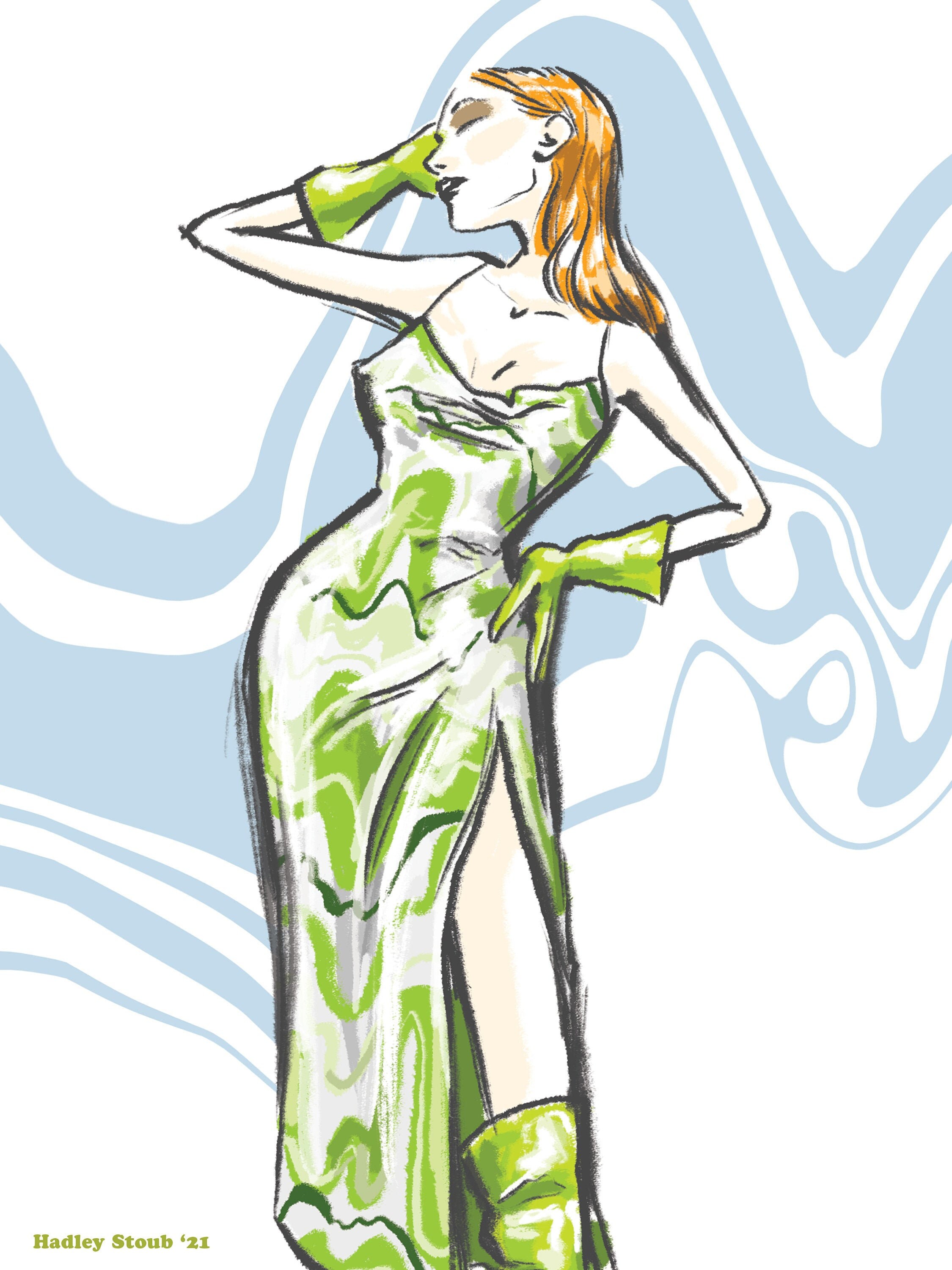 Impression figure de mode Design original Robe verte Etsy France