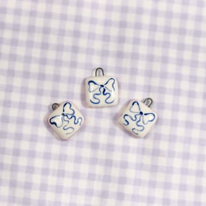 Mini Ceramic Bow Charm - Blue and Violet Charm