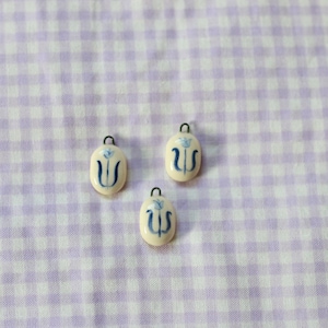 Mini Ceramic Tulip Charm - blue flower charm