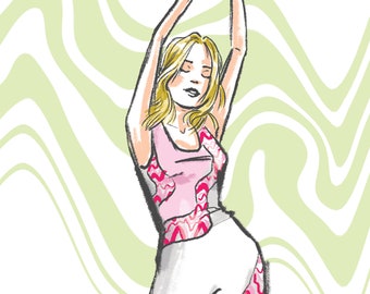 Fashion Figure Print - Original Design - Green Dress