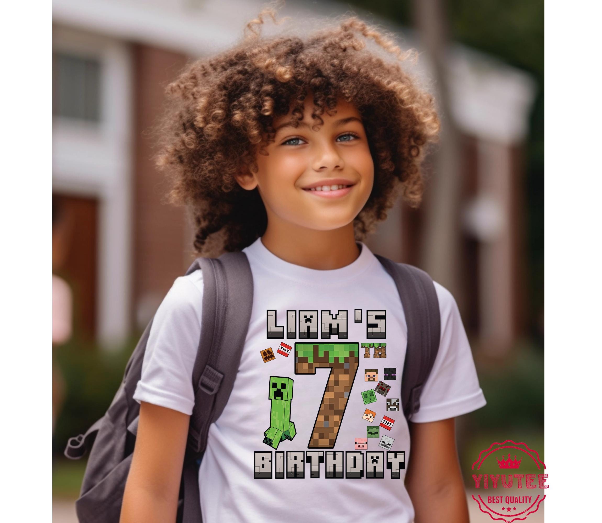 Custom Block World Mine C Birthday Shirt