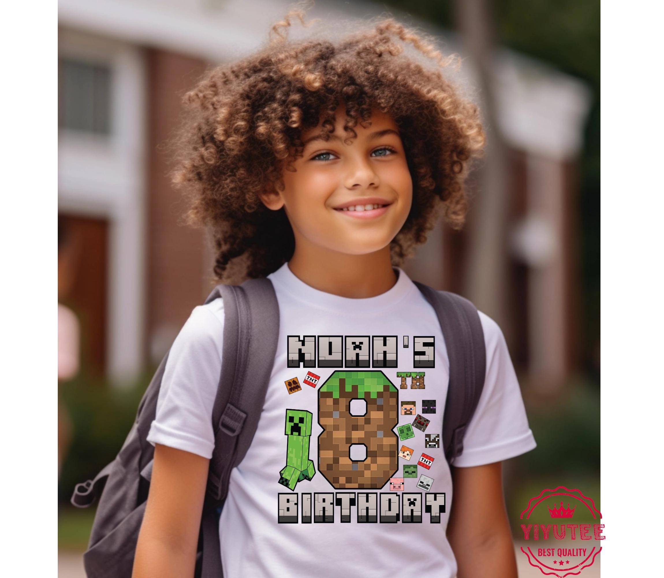 Custom Block World Mine C Birthday Shirt