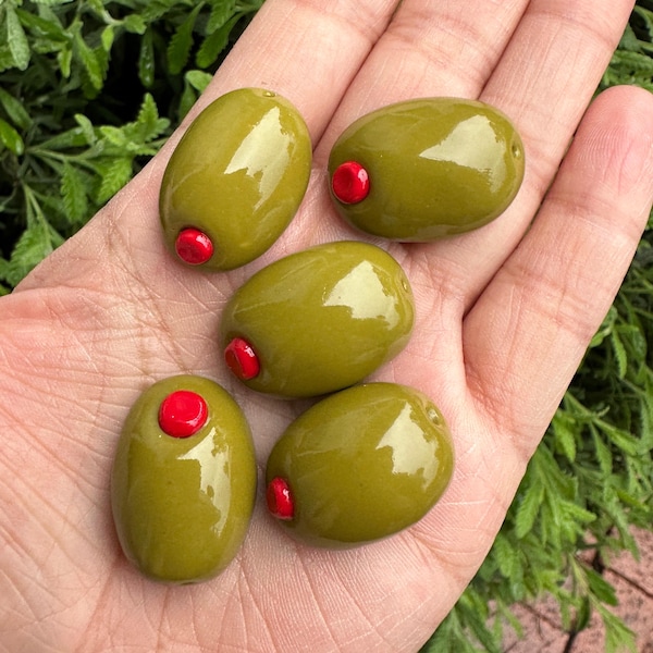 Stuffed Green Olive Magnet - Refrigerator fruit magnet