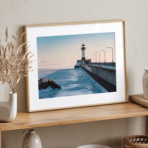 Lake Superior Print, Duluth North Pier Lighthouse Print, North Shore Print, Wall Décor, Wall Art Prints, Minnesota Photo, Landscape Print