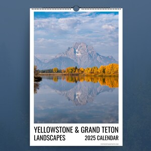 2025 Yellowstone und Grand Teton Landschafts-Wandkalender, Wandkalender zum Monat, National Parks Kalender, Natur Wandkalender