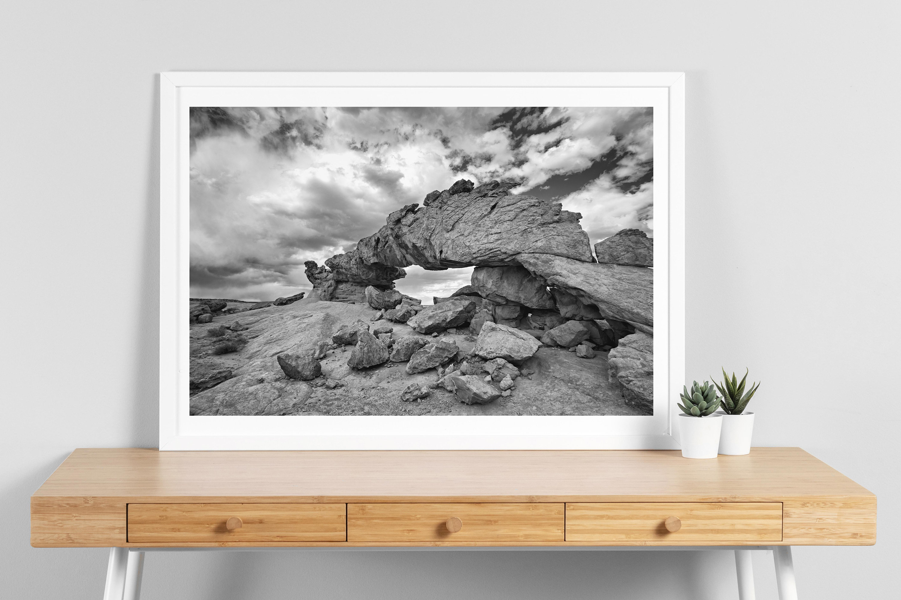 Western Desert Print, Desert Landscape Black and White Photo, Sunset ...