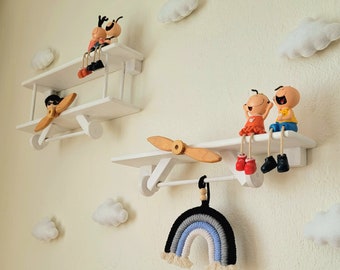 Custom Airplane Shelf | Nursery Shelf | Aviator Shelf | Montessori Shelf | Wall Mounted Shelf | Kids Room Shelf | Biplane Shelf | Babyshower