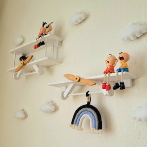 Custom Airplane Shelf | Nursery Shelf | Aviator Shelf | Montessori Shelf | Wall Mounted Shelf | Kids Room Shelf | Biplane Shelf | Babyshower