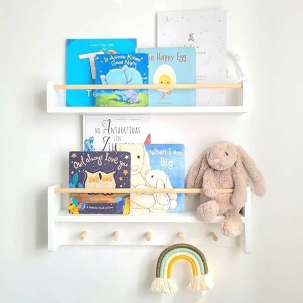 Wooden Nursery Wall Shelf Set of 2 | Montessori Wooden Shelf | Kids Room Shelves | Wooden Bookcase | Nursery Decoration | Kids Furniture