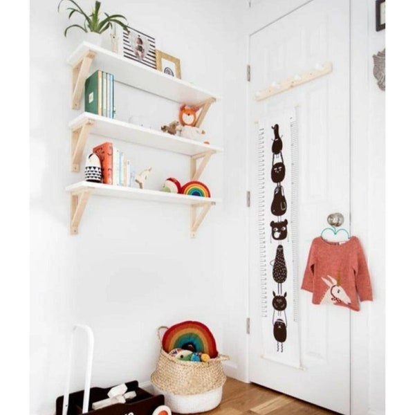 Wooden Nursery Wall Shelf Set of 3 | Montessori Wooden Shelf | Kids Room Shelves | Wooden Bookcase | Nursery Decoration | Kids Furniture
