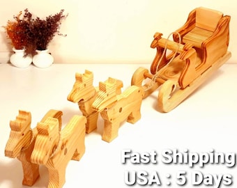 Wooden Toy Christmas Santa Sleigh & Reindeers | Christmas Gift For Kids | Toddler Toy | Gift For Kids | Christmas Gifts, Christmas Toy Gift,