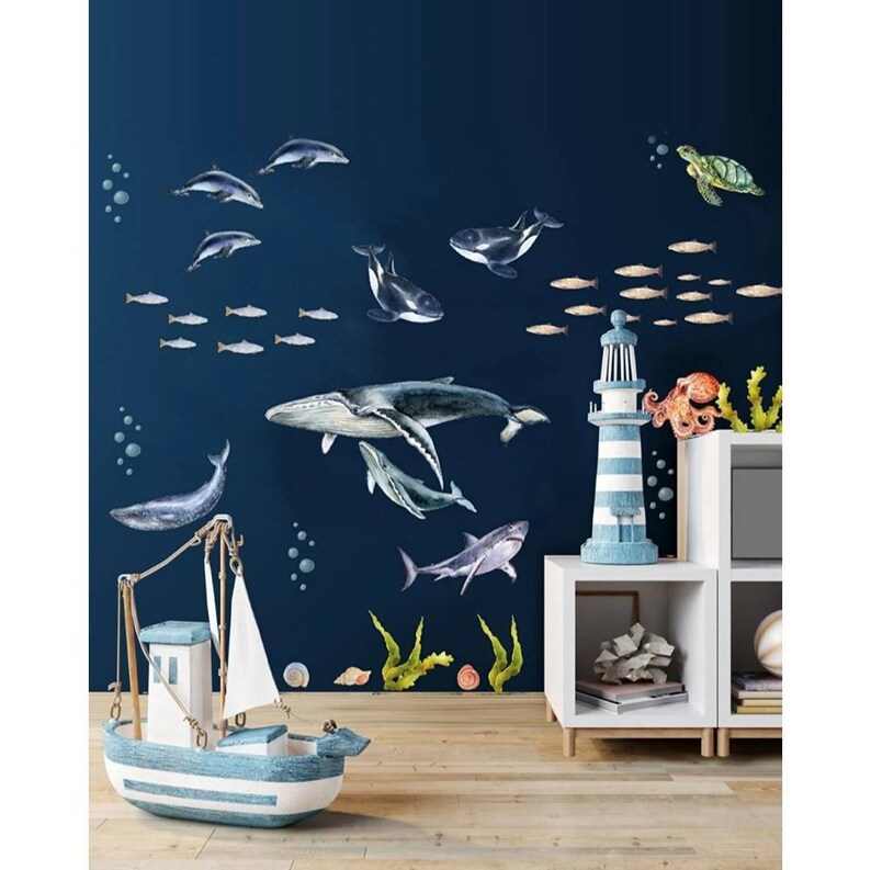 Ocean Animals Nursery Wall Decal Cute Animal Nursery Decal Etsy