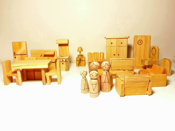 Beverly Hills Doll Collection Wooden Dollhouse Furniture Set for Kids -  Miniature Dollhouse Accessories 24PCS Doll House Furnishings with Kitchen,  Living Room, Bedroom, and Bathroom for Doll Family