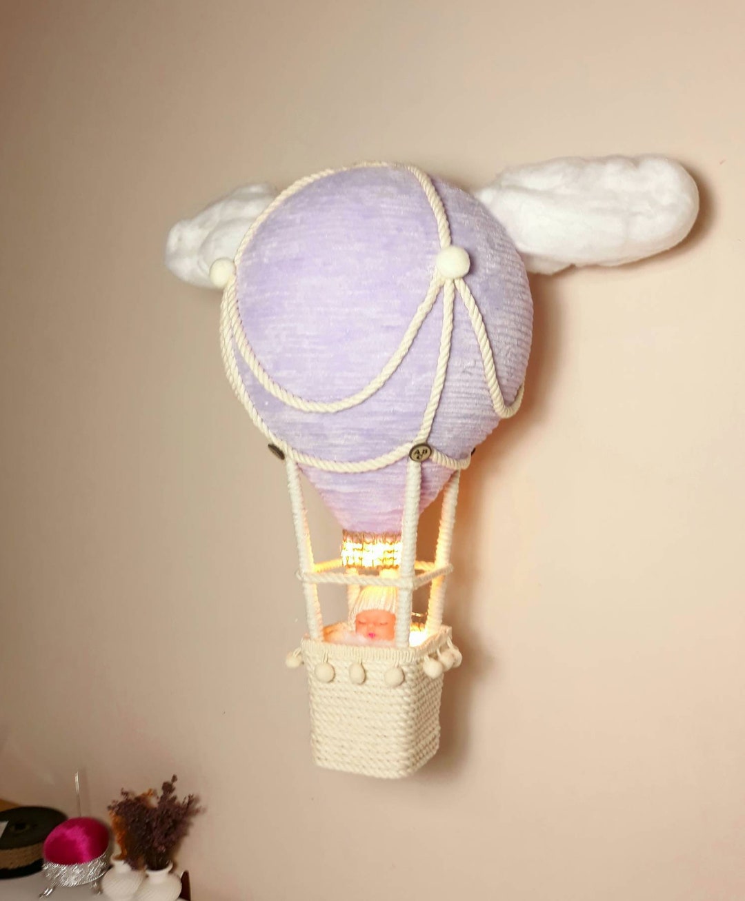 Hot Air Balloon Nursery Lamp Shade in Baby Blue Toy NOT Included -    Hot air balloon baby shower, Hot air balloon nursery, Diy hot air balloons