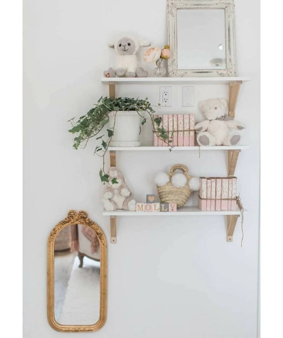 Wooden Nursery Wall Shelf Set of 3 Montessori Wooden Shelf Etsy