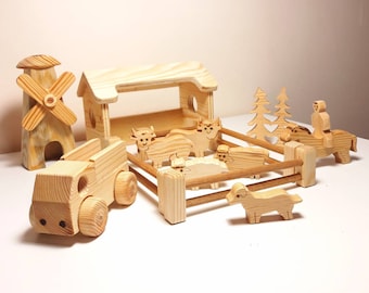 Eichhorn Liitle Farm Wooden 21-Piece Kids Toddler Children's Girls Toy Play Set 