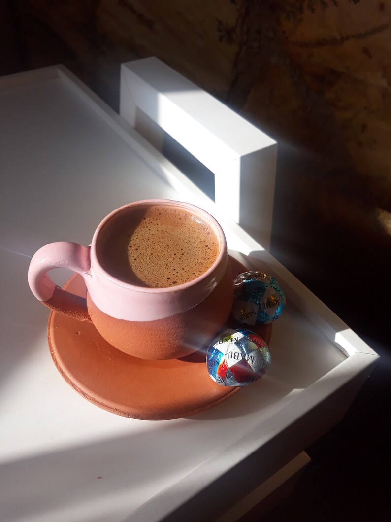 Handmade Ceramic 14 Pieces Turkish Coffee Cup Set Traditional Kitchen Clay Cup Italian Expresso Mug Set