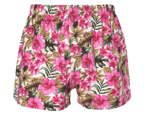 Boxer Women or pink panties high waist colorful flowers, Colorio