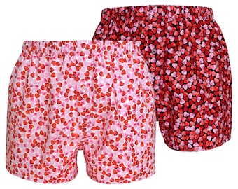 Pink Heart Boxers - Valentines lover boxer shorts - red and pink