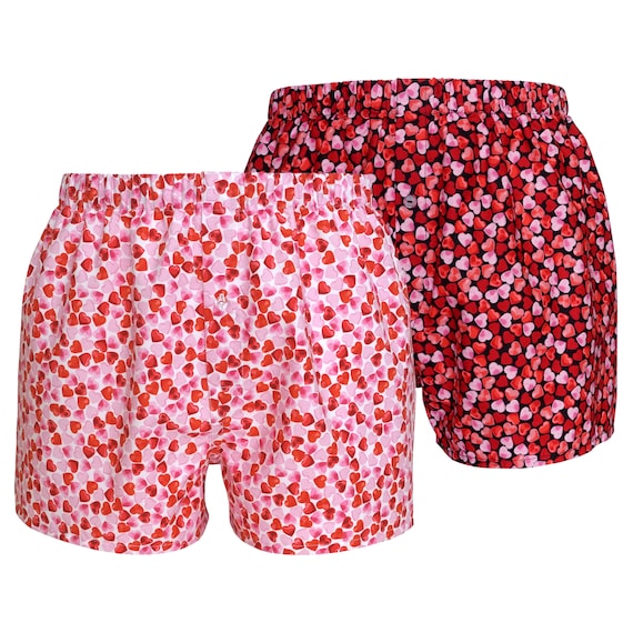 Pink Heart Boxers Valentines Lover Boxer Shorts Red and Pink 