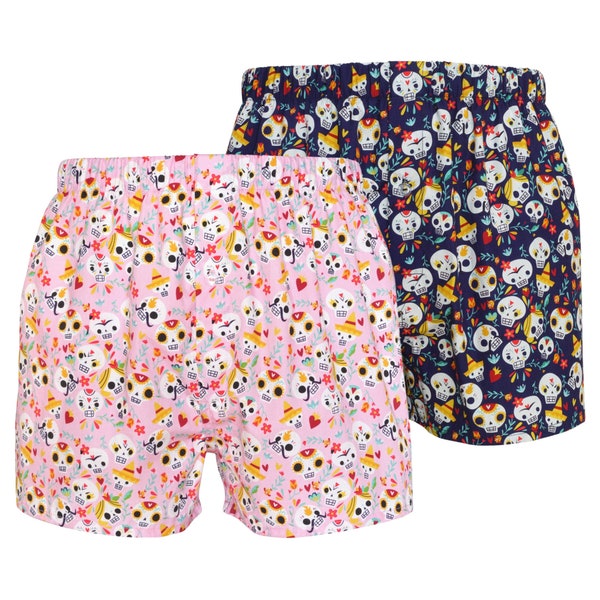 Skulls party boxer shorts  - pink or blue boxers - Halloween underwear