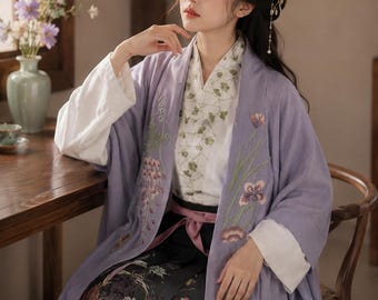 Daily Outfit | Song Dynasty Hanfu Set | Wisteria Embroidered, Spring Autumn, 3-Piece, Chinese Traditional Dress