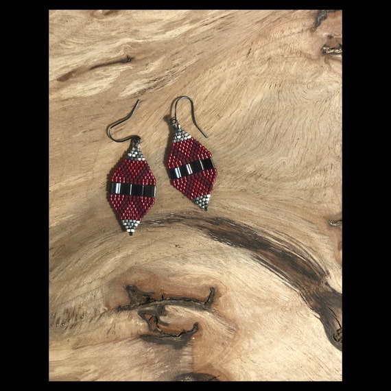 Red bead earrings sale