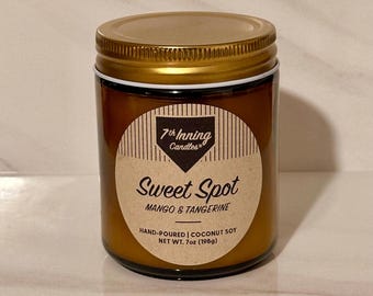Mango & Tangerine Scented Candle, Wooden Wick, Coconut Soy Wax