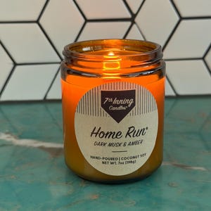 Dark Musk & Amber Candle | Home Run® | Baseball Gift | 7oz Scented Candle