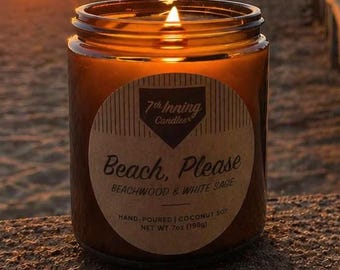 Beachwood White Sage Coconut Wax Candle, Wood Wick, Coastal Scent