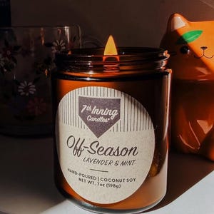 Lavender & Mint Candle | Baseball-Inspired | Wooden Wick | 7oz