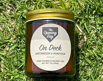 Watermelon & Honeydew, “On Deck”, Opening Day, Baseball Candle, Baseball Player, Baseball Coach, Unique Gifts, Sports Gifts, Baseball Gifts