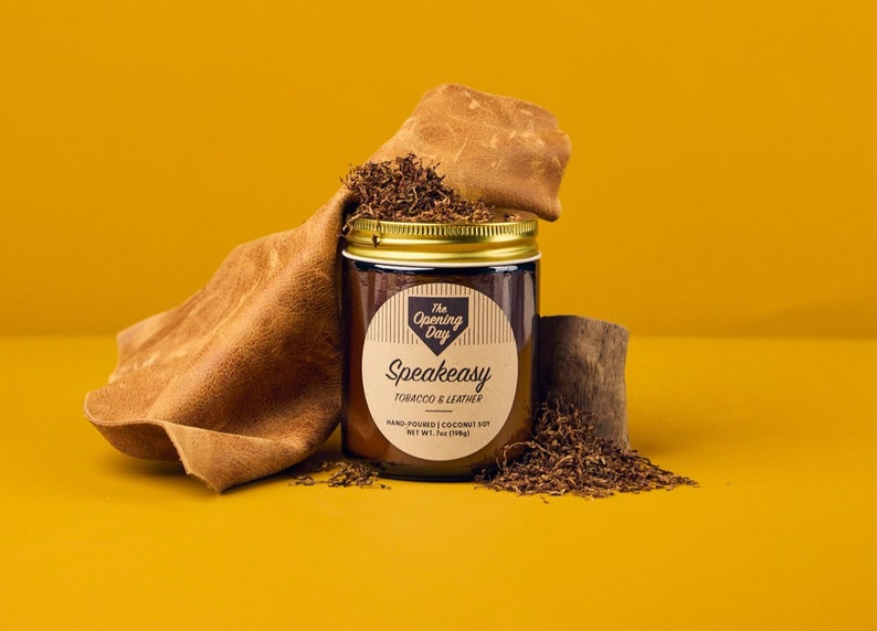 Baseball Inspired Scented Candle, Tobacco and Leather, Hand-Poured by The Opening Day image 1